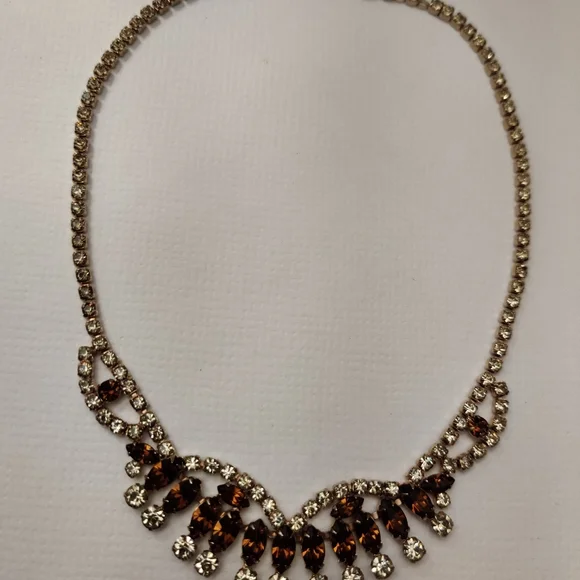 Vintage 60s Sherman Style Sparkly Crystals Chocker necklace - Picture 7 of 10